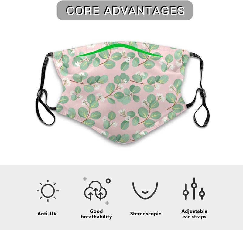 Beubebim Cute Dolphins Wave Face Mask Adult Washable Reusable Pleated Anti Dust Mask with 2 Filter for Women Men Decorative - Image 3